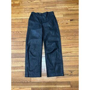 Levi's Womens Math Club Slacks Faux Leather Pants Straight High-Rise Sz 28 Black